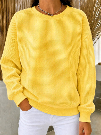 CLEARANCE SALE🔥🔥Women's Waffle Knit Crewneck Sweatshirt