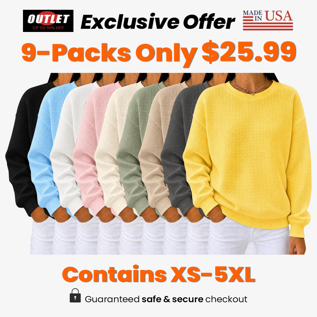 CLEARANCE SALE🔥🔥Women's Waffle Knit Crewneck Sweatshirt