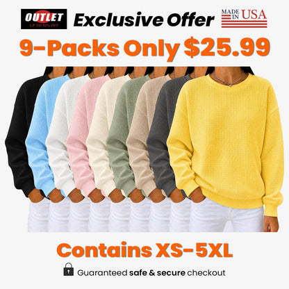 CLEARANCE SALE🔥🔥Women's Waffle Knit Crewneck Sweatshirt