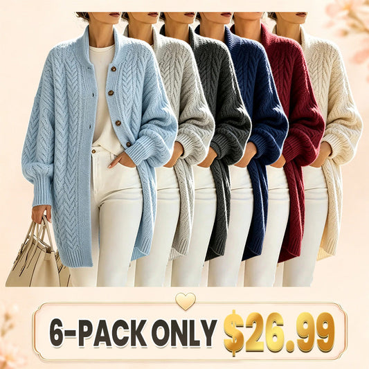 🔥 🔥Chic Cozy Oversized Cable-knit Wool Blend Cardigan