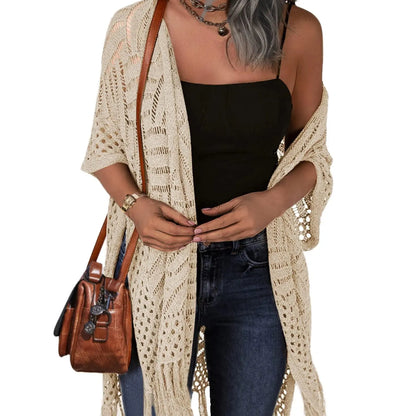 Womens Knit Cardigan Oversized Open Front Outwear New Spring & Summer Hollow Out（dan）
