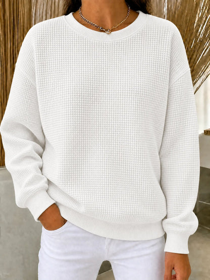 CLEARANCE SALE🔥🔥Women's Waffle Knit Crewneck Sweatshirt