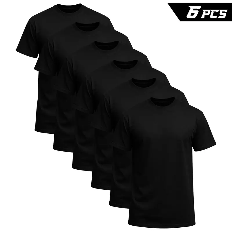 Men's Black Crew Neck T-Shirt,Short Sleeve