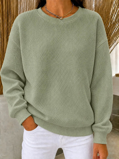 CLEARANCE SALE🔥🔥Women's Waffle Knit Crewneck Sweatshirt