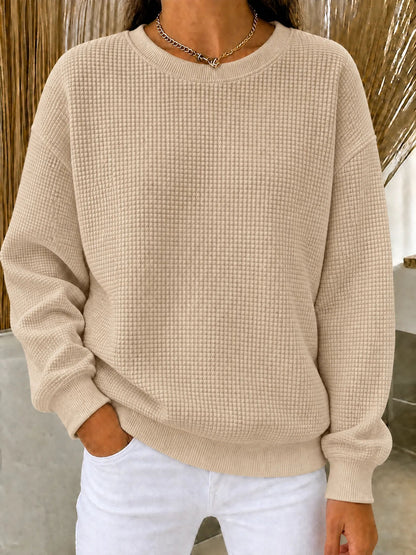 CLEARANCE SALE🔥🔥Women's Waffle Knit Crewneck Sweatshirt