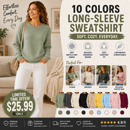 🔥CLEARANCE SALE🔥🔥Women's Waffle Knit Crewneck Sweatshirt